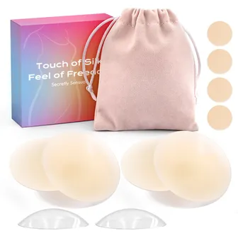 2 Pairs of Nipple Pads Nipple Cover Waterproof & Invisible Reusable Nipple Cover with Carry Bag