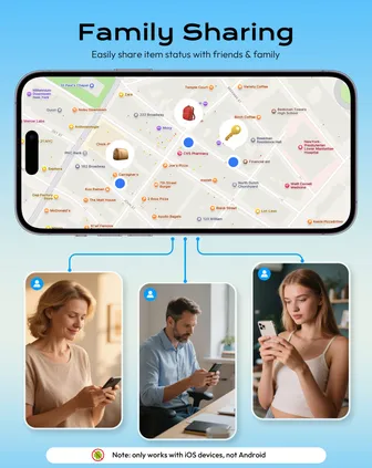 Key Finder Smart Tag, Compatible with Apple Find My (iOS Only), for Suitcases/Bags/Keys/Children's Backpacks, Replaceable Battery, Black
