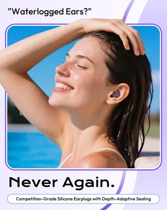Ear Plugs for Sleeping Against Snoring & Noise - Ear Plugs Swimming Non-Slip Seat for Side Sleepers, Swimming and Sports - Ideal for Travel, Office and Exercise Purple